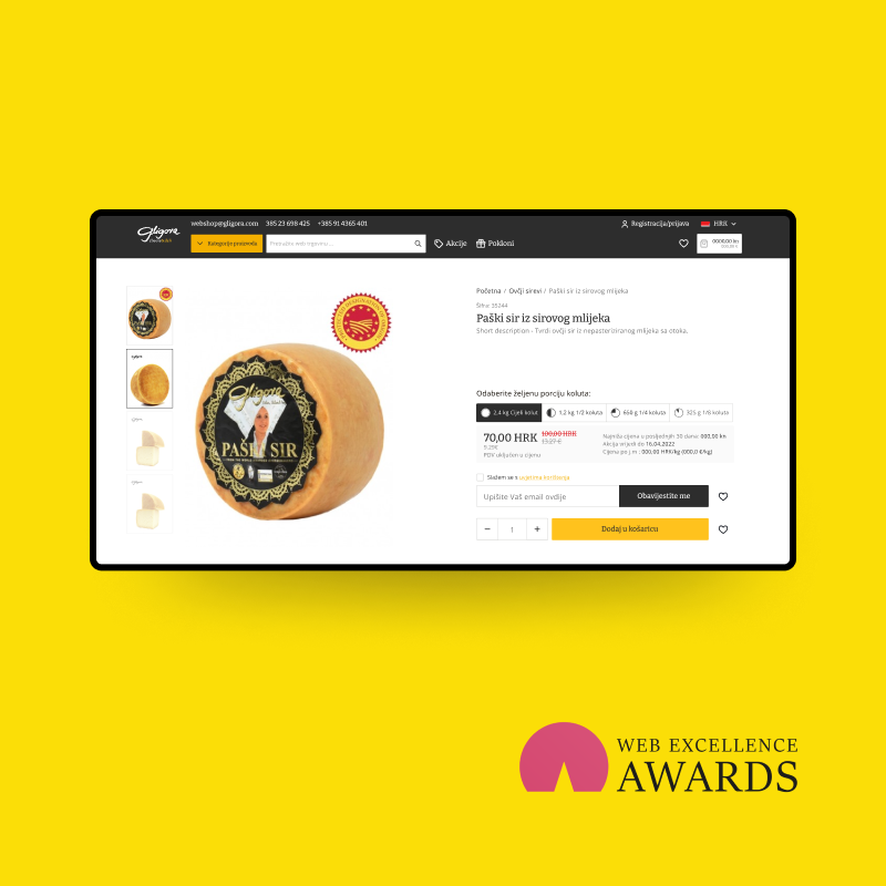 Gligora Webshop: A Web Excellence Award Winner